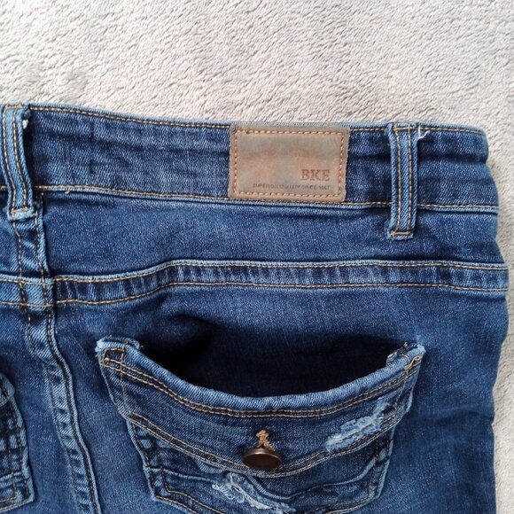 BKE Payton Jean Women's 33x28, Tag30x29.5 Distressed Bootcut Blue Stretch Denim - Picture 5 of 13